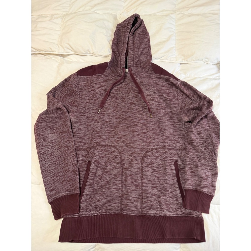 Calvin Klein Jeans Burgundy Space Dye Hoodie Mixed Media Sweatshirt Womens M